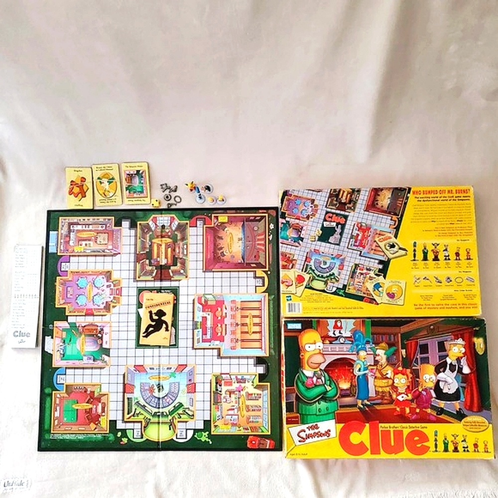 Simpsons 2002 Hasbro Clue Parker Bros Detective Board Game. Special Edition.